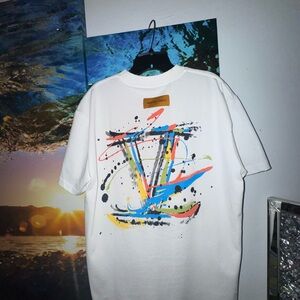 Louis Vuitton White Tee with Colorful Abstract Design